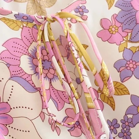 Boho Gypsy Floral Print Jumpsuit Romper Wild Bloom - Picture 8 of 9